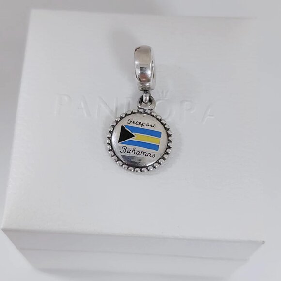 Pandora Freeport Bahamas Flag Dangle Charm S925 Silver with box - Picture 12 of 12